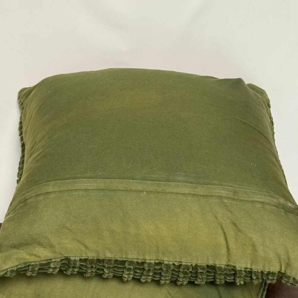 Crate & Barrel 2 green velvet pillows 18x18